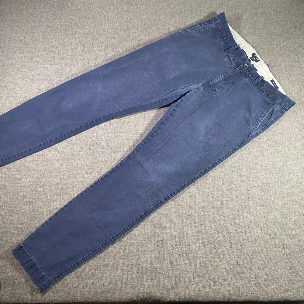J.Crew Flex Mens Skinny Chino Pants W31 L30 (Fits 31x28) Navy Blue Cotton Blend